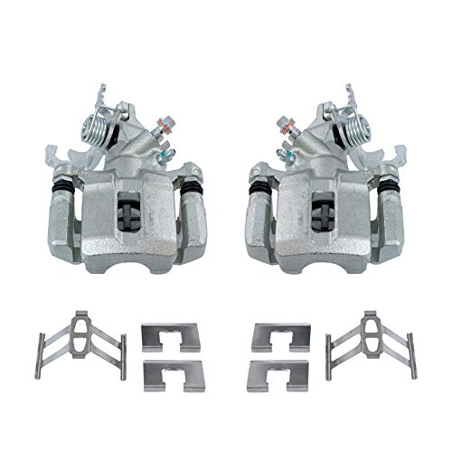 Image of TRQ Rear Brake Caliper Set Brackets Hardware Zinc Coated Compatible with 1998-2007 Honda Accord 2004-2008 Acura TSX