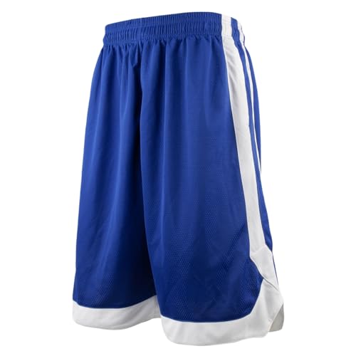 TopTie Men's 7" Mesh Basketball Shorts with Pockets for Men, 2-Tone Active Athletic Shorts, Workout Shorts for Adult-NavyBlue-L
