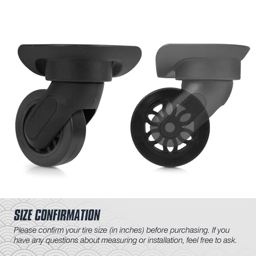 Domiella 4Pcs Luggage Replacement Wheels, OD 50mm 360 Spinner Swivel Casters, Wear-Resistant Rubber Suitcase Trolley Wheels Repair Kit, PF303