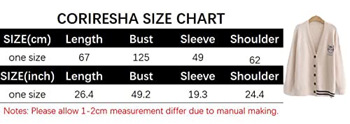 Coriresha Women's Cute Cat Embroidered Cardigan Sweater Panel Striped Knit Coat #TOP6