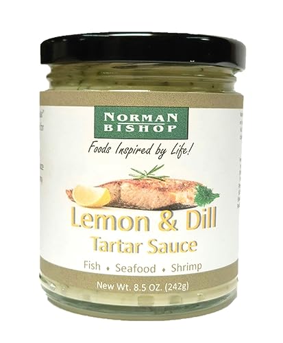 Norman Bishop Lemon and Dill Tartar Sauce, 8.5 oz. Bottle. Great For Fish, Seafood, Shrimp, Dipping