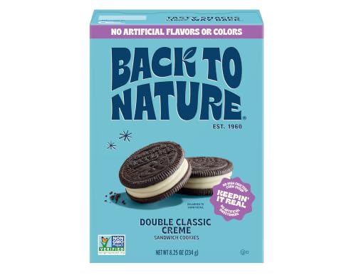 Image of Back to Nature Double Classic Creme Sandwich Cookies, Plant Based Snack 1pk | Kosher, No Dairy Added, Plant Based, Wheat Flour, Non GMO No High Fructose Corn Syrup No Artificials, Wholesome Snacks 8.25oz