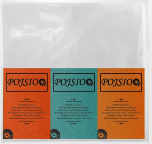 POJSIO 50 x Fundas Vinilos LP Exterior para 12 Pulgadas Vinilos Discos, Funda Protector Vinilos Discos para 1-2 LPs, Duraderas+Sin Arrugas+Transparente Polipropileno Funda Vinilos LP 33 RPM Vinilos