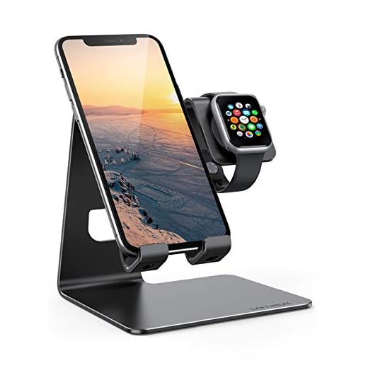 Stand for Apple Watch Phone Holder 2 in 1 : Lamicall Desktop Stand Holder Charging Station Dock Compatible with Apple Watch SE Series 7/6/5/4/3/2/1, and Phone 13 Pro 12 Mini 11 XS Max X XR 8 7 6s Plus
