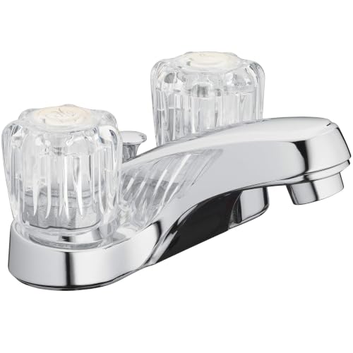 Aqua Vista Two-Handle Bathroom Sink Faucet, Chrome, Acrylic Handles