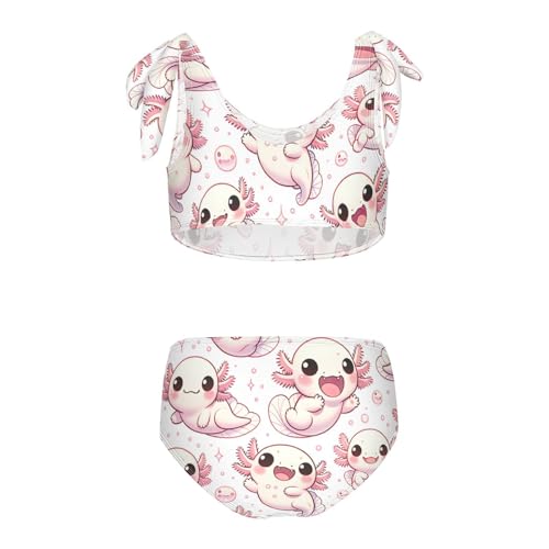 Cute Cartoon Axolotls Girls' Swimwear 2 Piece Beach Sport, 3-12T2