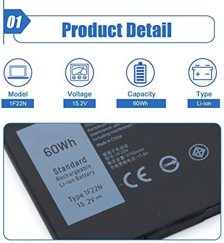 Batería para Laptop Dentsing 1F22N 15.2V 60Wh 4 Celdas miniatura 2