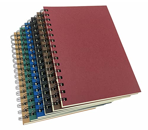 Alimitopia Spiral Notebook Journal,College Ruled Thick Kraft Paper Hardcover Wirebound Notepad Diary Memo Planner Sketch Note Book For School Office Travel Business Supplies,100Gsm Thick Inner Paper,A5 Size(8.3X5.7") & 80 Sheets(6Pcs With Assorted Colors) #TOP14