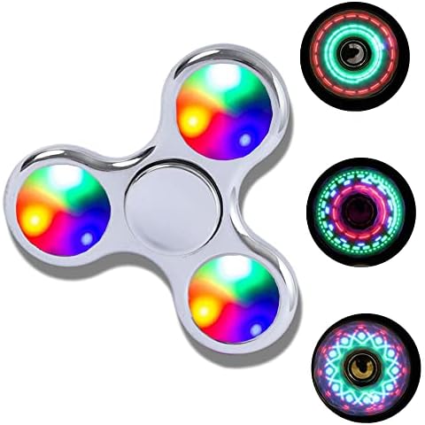 Steemjoey LED Light Fidget Toy Fidget Toy Stress Relief Anti-Anxiety Toy Brain Development Toy Gift for Kids Teens Adults (Silver) Cover