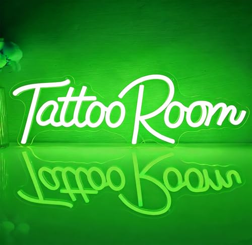 Image of Tattoo Salon LED Neon Sign | 16.5x5.8 Inch Dimmable Wall Decor Light USB Powered Shop Window Light Up Sign, Gifts for Tattoo Artists