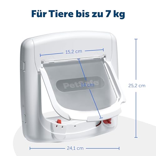 PetSafe Staywell Magnetische Katzenklappe Deluxe, Magnet-Schlüssel gibt nur Ihrer Katze Zugang - hält fremde Tiere draußen, mit 4 Verschlussoptionen, für Katzen bis zu 7 kg, Weiß