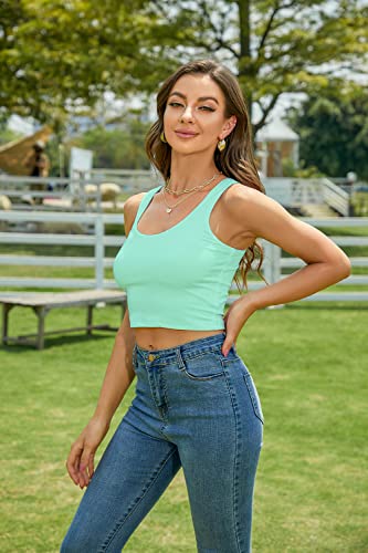 Image of Women's Sexy Sleeveless Crop Tops Double Layer Scoop Neck Cropped Tank Top