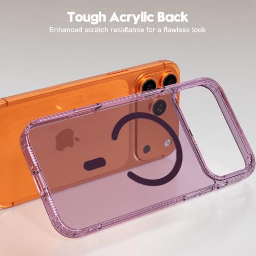 Image of Elzzi Anti Scratch Semi Translucent Cover for iPhone 17 Pro Max Case, Premium PC + TPU Magnetic Phone Cases Drop Proof, Compatible with Magsafe Slim Never Yellowing Shockproof - Cherry