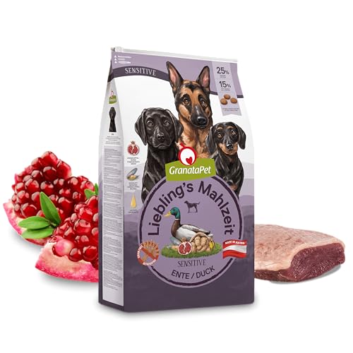 GranataPet Liebling's Mahlzeit Ente Sensitive, Trockenfutter für Hunde, Hundefutter ohne Getreide & ohne Zuckerzusätze, Alleinfuttermittel, 10 kg