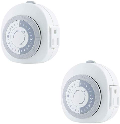 GE 24-Hour Heavy Duty Indoor Plug-In Mechanical Timer 2pk, 1 Grounded Outlet, 30
