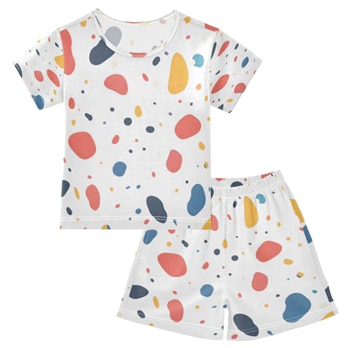 senya Short Sleeve Pajamas Sets Summer Cotton Sleepwear Red Orange Spot