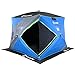 CLAM X400 8 x 8 Foot Portable Pop-Up Outdoor Ice Fishing Shelter 4 Sided Thermal Hub Shelter Tent with Anchors and Carry Bag, Blue