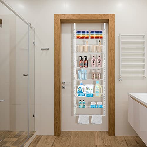Ciwivoki Over The Door Pantry Organizer With 6 Adjustable Shelves - Steel Metal Wire Baskets,Closet Organizer Hanging Spice Space Saver,17.6"W×53.5"H Pantry Door Organizer,Fridge Spice Rack Organizer #TOP6