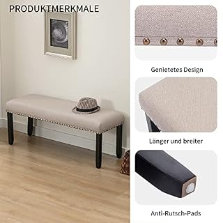 DUHOME Banc Banquette Design Classique, Banc de Couloir Rembourré avec Housse en Lin Pieds avec Pieds en Bois -pour Chambre Salle à Manger Salon Couloir Piano,Beige - Les Beatles, Paul McCartney, John Lennon, RIngo Starr, George Harrison DUHOME Banc Banquette Design Classique, Banc de Couloir Rembourré avec Housse en Lin Pieds avec Pieds en Bois -pour Chambre Salle à Manger Salon Couloir Piano,Beige – Image 6