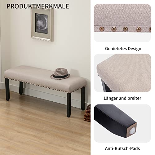 DUHOME Banc Banquette Design Classique, Banc de Couloir Rembourré avec Housse en Lin Pieds avec Pieds en Bois -pour Chambre Salle à Manger Salon Couloir Piano,Beige - Les Beatles, Paul McCartney, John Lennon, RIngo Starr, George Harrison DUHOME Banc Banquette Design Classique, Banc de Couloir Rembourré avec Housse en Lin Pieds avec Pieds en Bois -pour Chambre Salle à Manger Salon Couloir Piano,Beige – Image 7