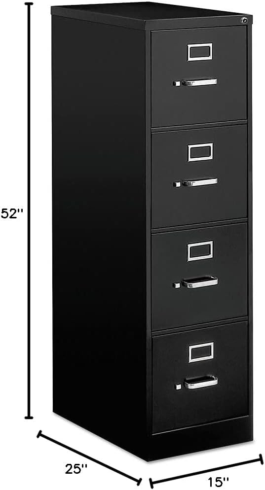 OIF VF1552BL Four-Drawer Economy Vertical File Cabinet, Letter, 15w x 25d x 52h, Black