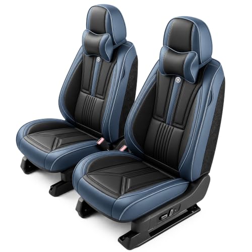 FZWX Upgraded Car seat Covers for Toyota Corolla 2007-2026, Anti-Scratch Anti-Slip Car Seat Cover Protector, Compatible Airbag Vehicle Seat Cover with Pillows (Luxury 2 Seats, Black&Blue)