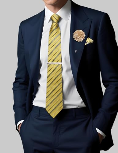 Image of DiBanGu Silk Zipper Ties for Men, Formal Pre-tied Necktie