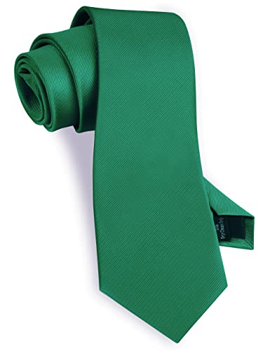 GUSLESON Classic Men's Wedding Ties for Men Silk Emerald Green Tie Solid Necktie (0791-19)