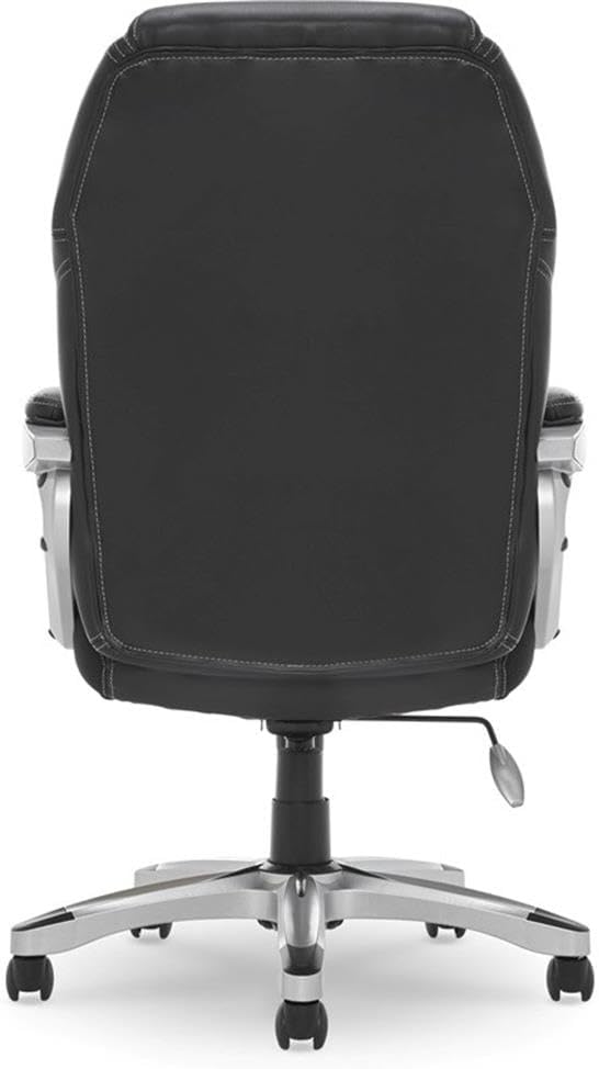 BOWERY HILL Faux Leather Modern Swivel Executive Office Desk Chair, Height Adjustable Upholstered Rolling Chair for Meeting Room, Comfortable Computer Chair for Home Office and Study Room, Black