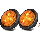 NEW SUN Twins 2.5" Round LED Trailer Marker Lights - LED Trailer Side Marker Lights, Amber LED Clearance Marker Lights For Trailer, Truck, Rv, 4 Diodes 12V Waterproof, Bright