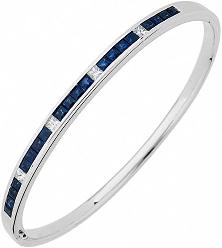 Amoro 18kt White Gold Sapphire and Diamond Bangle (0.44 cttw, G-H Color, SI1-SI2 Clarity)