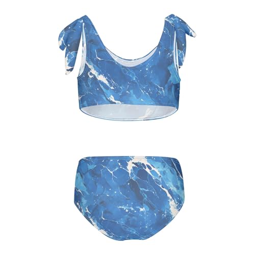 KLL Dark Blue Marble Girls' Two Piece Bikini Sets Beach Swimsuits Swimming Suits Adjustable Strap2