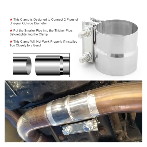 Abrazadera de escape de 4" para solucionar fugas de humo y ruidos en juntas de tuberias 4
