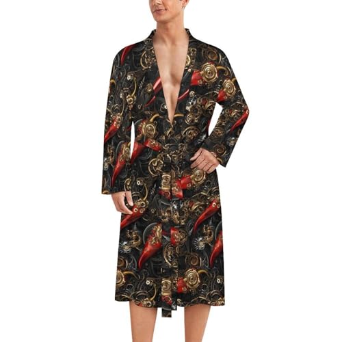 Peignoir de douche homme kimono léger imprimé engrenages