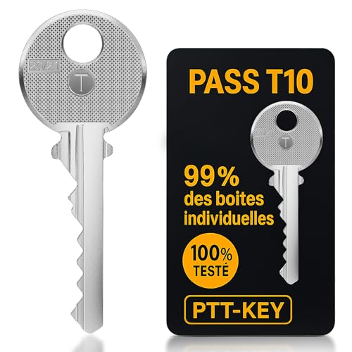 PTT KEY®| Clé Pass PTT T10 – pour boîte aux lettres individuelles norme NF-D27-405 et certains halls d'immeuble- Serrure standard La Poste. (1)