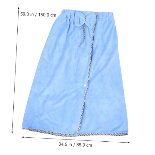 Bata de baño para mujer Abaodam de forro polar coral azul con gorro de secado rápido 3