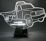 Flatbed Tow Truck Shape Design Engraved Handmade Personalized Rollback Tow Truck Wrecker Light Up Night Lamp LED, Light Up Light Lamp LED With Remote, Our Newest Feature - It's WOW, Comes With Remote