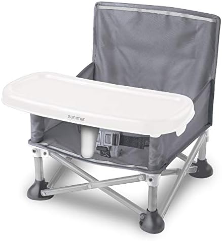 Summer Pop ‘N Sit Portable Booster Chair, Gray - Booster Seat for Indoor/Outdoor Use - Fast, Easy and Compact Fold