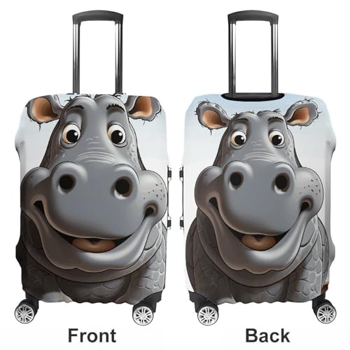 Cartoon Hippo Luggage Cover, Washable Elastic Suitcase Cover Protector Fit 18-32 Inch Luggage3