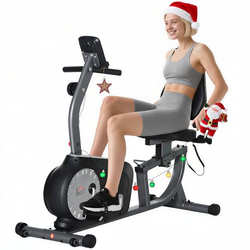 HOMCOM Heimtrainer Ergometer Heimtrainer mit LCD-Monitor Verstellbarem...