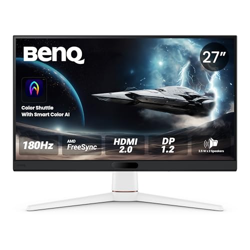 Image of BenQ MOBIUZ EX271 27 inch FHD 180Hz Gaming Monitor, 1ms GtG, AMD FreeSync, DP 1.2, HDMI 2.0, USB Hub, 95% P3, Game Optimized Color, 2.5Wx2 Speakers, VESA Display HDR400 (White)