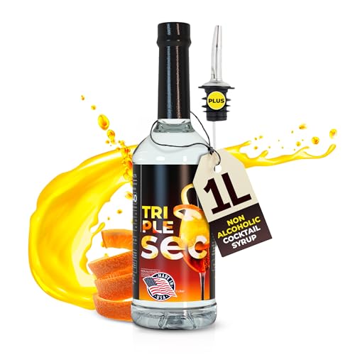 ATREVO Triple Sec Syrup Orange Liqueur Cointreau Liqueur – Non-Alcoholic Sweet Citrus Syrup for Cocktails Mocktails, Liquor Pourer Dispenser Bundle, 1 Liter Size