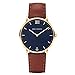 PAUL HEWITT Reloj de muñeca para Hombre en Acero Inoxidable Sailor Blue Lagoon - Reloj de Hombre con Correa de Cuero marrón, Reloj de muñeca en Oro con Esfera Azul