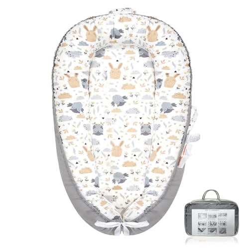 Baby Nest Pod for Newborn, Baby Lounger for 0-24 Months Baby Boys Girls, 100% Cotton Breathable Detachable Portable Infant Lounger, Baby Essentials for Newborn Baby Gifts