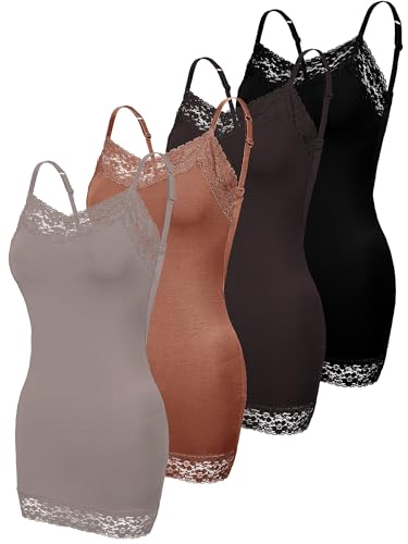 Image of Bencailor Women's Long Tank Tops, Lace Camisole Neck Cami Adjustable Spaghetti Strap Undershirts for Women
