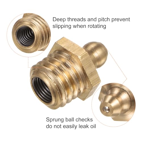 Image of HARFINGTON 15pcs Brass Straight Grease Fitting M12x1.75mm Metric Thread Hydraulic Grease Nipple Accessories for Car