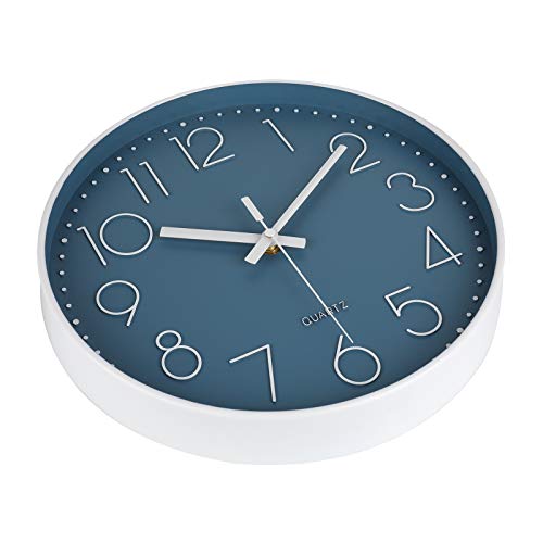 Jomparis 12 Inch Silent Non-Ticking Battery Operated Quality Quartz Round Wall Clock Modern Decor Clock For Home Office Bedroom (Cerulean Color) #TOP3