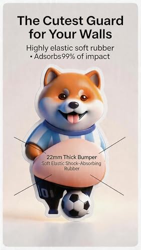 Image of 3D Shiba Inu Dog Belly Stickers Door Stop Wall Protector Silent Shockproof Soft Rubber Wall Door Knobs Refrigerator Door Closets from Damage 2 Pack (A (2 Pack)