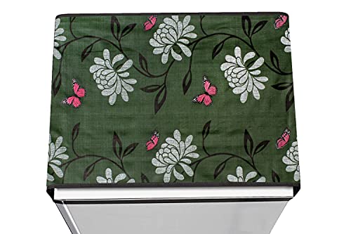 Image of Stylista Refridgerator top Cover Suitable for Samsung RR21C2F25HT /HL, 189 Liter Fridge, Dimension (WXD) 71x109 CM, Petals Pattern Green