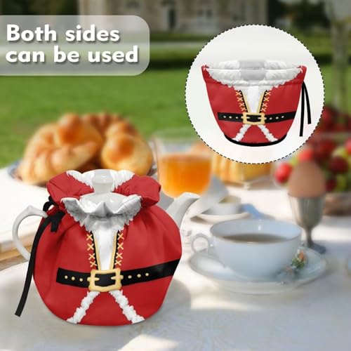 Image of Santa Claus Tea Pot Cozies Cotton Christmas Teapot Dust Cover Kitchen Home Decorative Tea Pots Cozy with Insulation Pad for Housewife, Friend, Mom Gift for Christmas